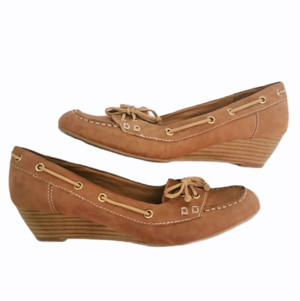 KSTUDIO wedged leather boat shoes moccasins